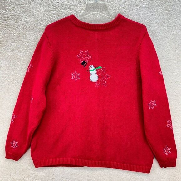 Croft & Barrow Ugly Christmas Cardigan Sweater Womens Red Snowman Button Up 90 - Picture 3 of 7
